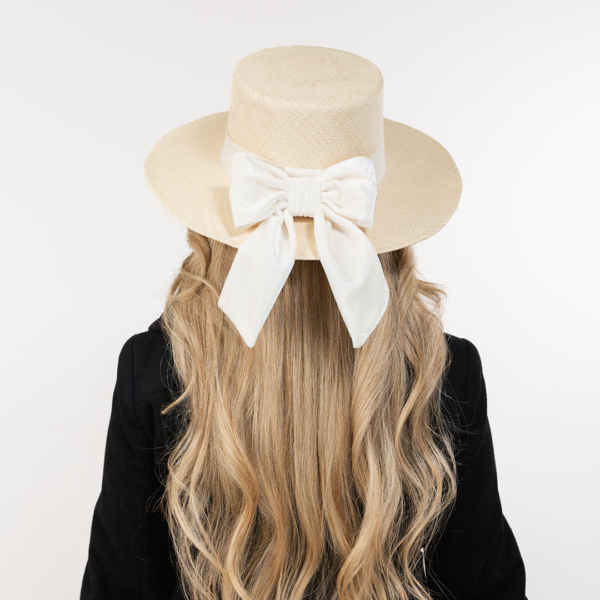 Sombrero Natural con Cinta y Lazo Off-White