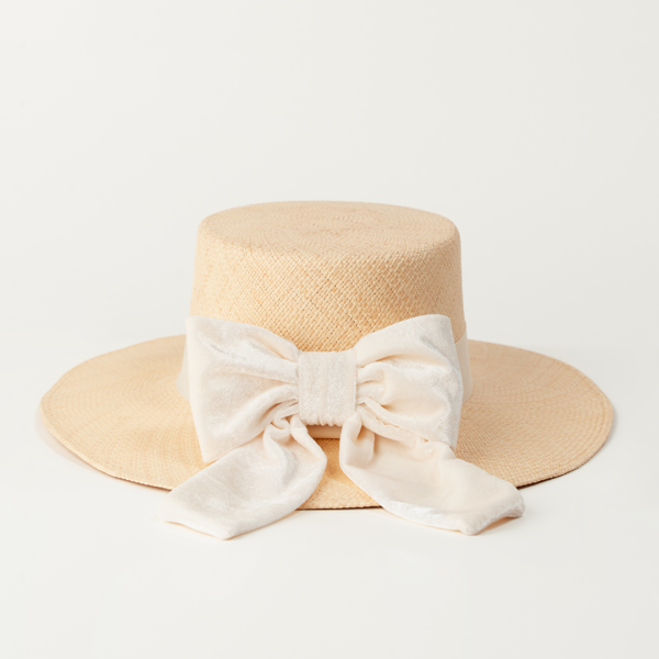 Sombrero Natural con Cinta y Lazo Off-White - Image 3