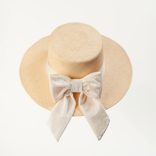 Sombrero Natural con Cinta y Lazo Off-White - Image 2